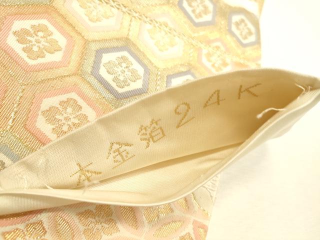 平和屋本店▼六通柄袋帯　道長吉祥文　有職錦　本金箔24K　正絹　逸品　DABI5744op