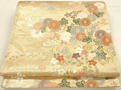 平和屋本店▼六通柄袋帯　唐織　能繍小袖　本金二重箔　正絹　逸品　DABI5746op