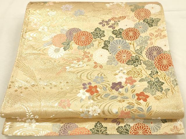 平和屋本店▼六通柄袋帯　唐織　能繍小袖　本金二重箔　正絹　逸品　DABI5746op