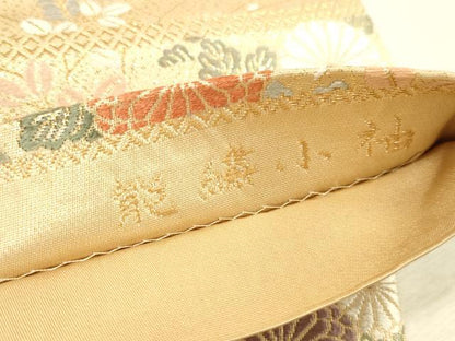 平和屋本店▼六通柄袋帯　唐織　能繍小袖　本金二重箔　正絹　逸品　DABI5746op