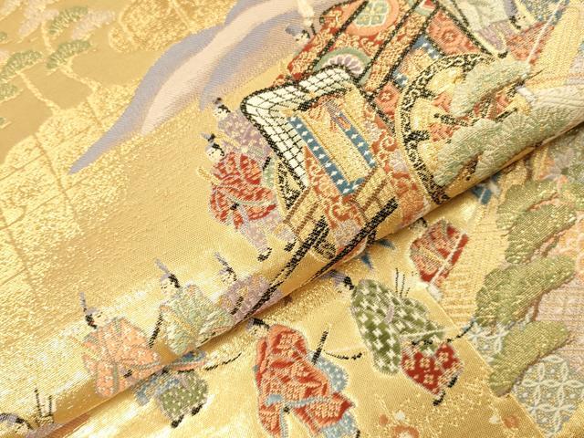 平和屋本店▼六通柄袋帯　唐織　松寿秀花文　本金糸　正絹　逸品　DABI5748op
