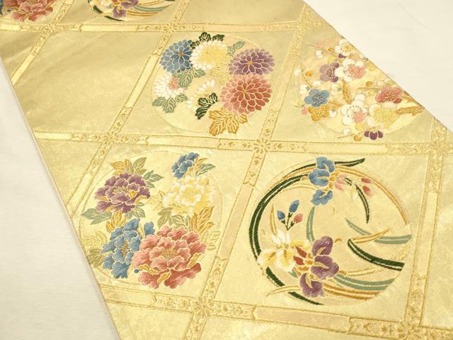 平和屋本店▼六通柄袋帯　唐織　祥寿　天井花文　本金箔　正絹　逸品　DABI5749op
