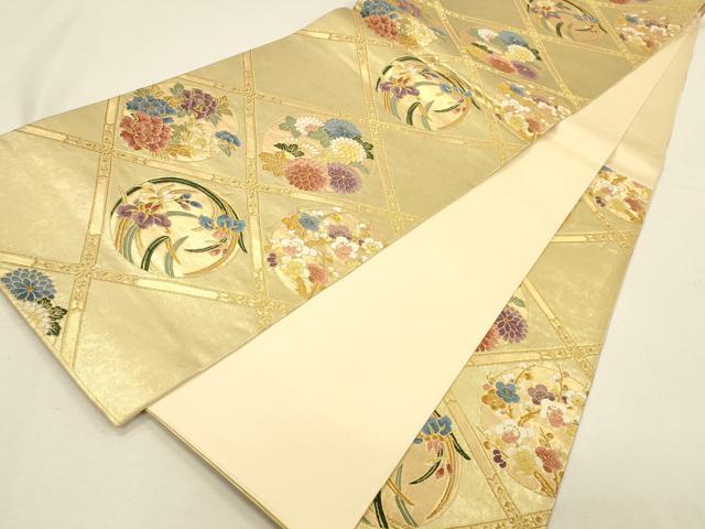 平和屋本店▼六通柄袋帯　唐織　祥寿　天井花文　本金箔　正絹　逸品　DABI5749op
