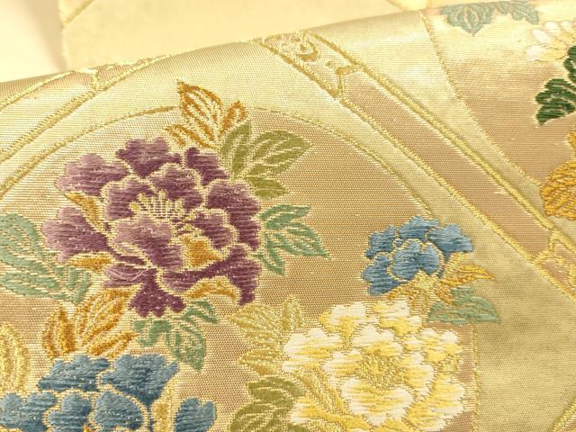 平和屋本店▼六通柄袋帯　唐織　祥寿　天井花文　本金箔　正絹　逸品　DABI5749op