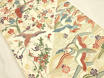平和屋本店▼六通柄袋帯　唐織　鳳凰花文　九百錦純金箔24K　正絹　逸品　DABI5750op