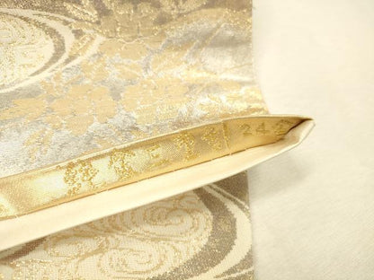 平和屋本店▼六通柄袋帯　花車瑞扇　純金三重引24金　正絹　逸品　DABI5751op
