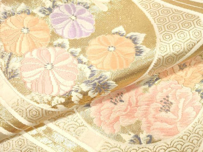 平和屋本店▼六通柄袋帯　唐織　光悦調熨斗文様　純金箔24K　正絹　逸品　DABI5752op