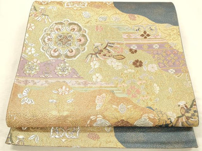 平和屋本店▼六通柄袋帯　正倉院道長文　本金箔　正絹　逸品　DABI5753op