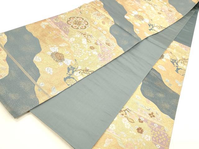 平和屋本店▼六通柄袋帯　正倉院道長文　本金箔　正絹　逸品　DABI5753op