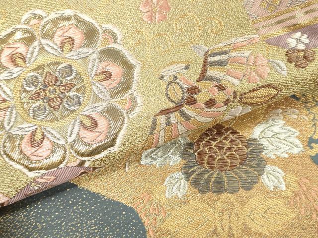 平和屋本店▼六通柄袋帯　正倉院道長文　本金箔　正絹　逸品　DABI5753op