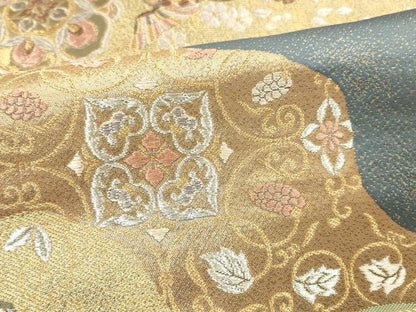 平和屋本店▼六通柄袋帯　正倉院道長文　本金箔　正絹　逸品　DABI5753op