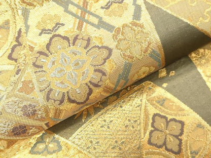 平和屋本店▼六通柄袋帯　吉祥花熨斗文　献上錦　本金箔二重　正絹　逸品　DABI5755op