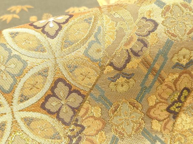 平和屋本店▼六通柄袋帯　吉祥花熨斗文　献上錦　本金箔二重　正絹　逸品　DABI5755op