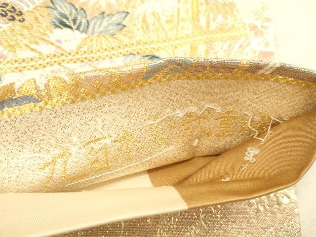 平和屋本店▼六通柄袋帯　唐織　道長翔鶴文　九百本金弐重織　正絹　逸品　DABI5757op