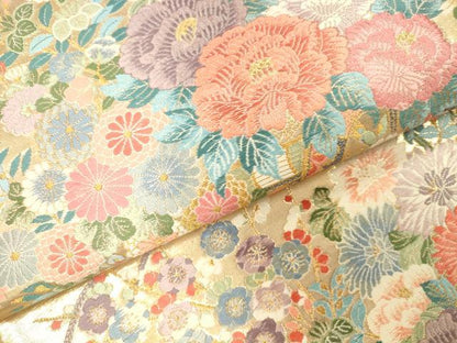 平和屋本店▼六通柄袋帯　唐織　麗花御車文　九百本金弐重織　正絹　逸品　未使用　DABI5760op