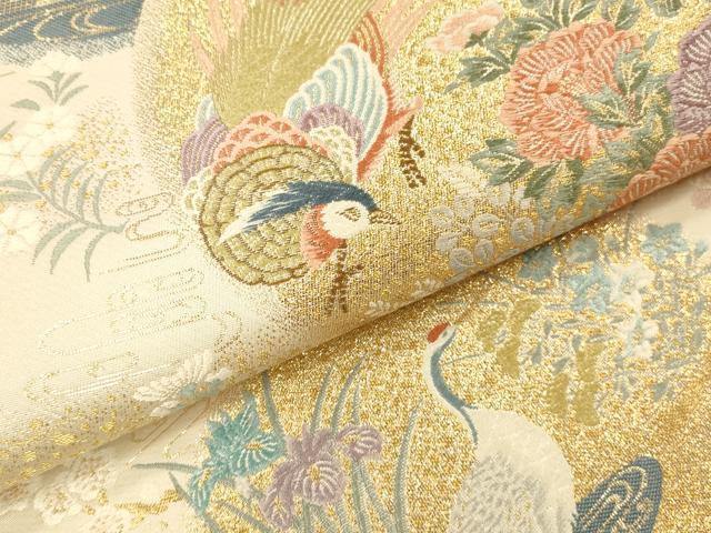 平和屋本店▼六通柄袋帯　唐織　錦彩華鳥丸文　本金箔　正絹　逸品　DABI5763op
