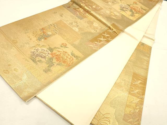 平和屋本店▼六通柄袋帯　正倉院色紙文　本金二重箔　正絹　逸品　DABI5764op