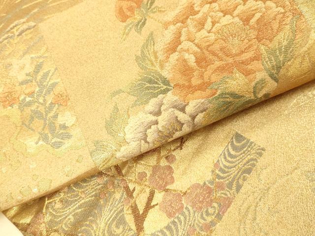 平和屋本店▼六通柄袋帯　正倉院色紙文　本金二重箔　正絹　逸品　DABI5764op