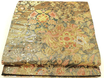 平和屋本店▼六通柄袋帯　古代彫金紋　本金箔二重　正絹　逸品　DABI5766op