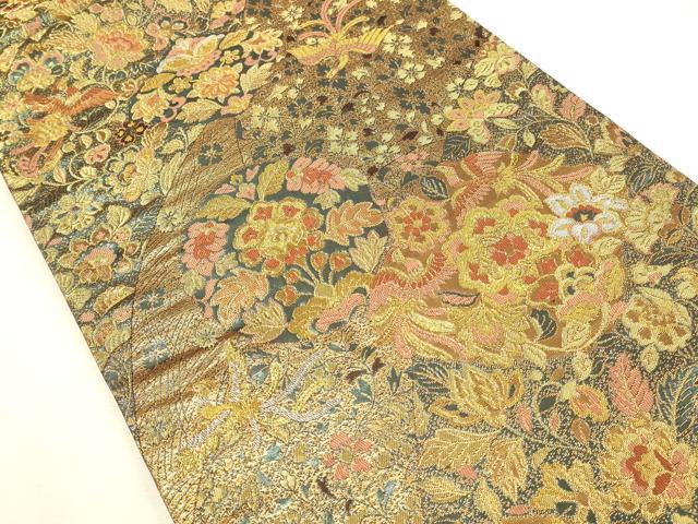 平和屋本店▼六通柄袋帯　古代彫金紋　本金箔二重　正絹　逸品　DABI5766op