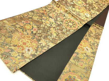 平和屋本店▼六通柄袋帯　古代彫金紋　本金箔二重　正絹　逸品　DABI5766op