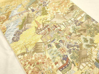 平和屋本店▼太鼓柄袋帯　洛中洛外　本金箔　正絹　逸品　DABI5769op