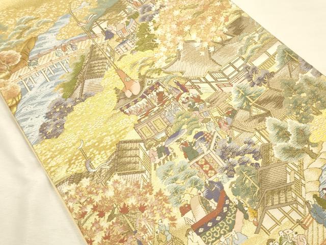 平和屋本店▼太鼓柄袋帯　洛中洛外　本金箔　正絹　逸品　DABI5769op