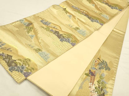 平和屋本店▼太鼓柄袋帯　洛中洛外　本金箔　正絹　逸品　DABI5769op