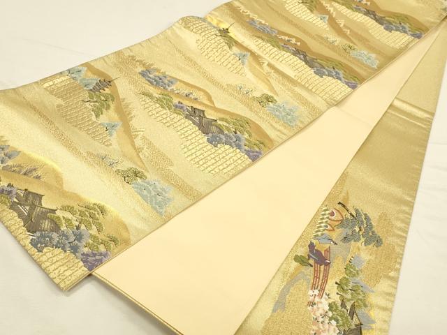 平和屋本店▼太鼓柄袋帯　洛中洛外　本金箔　正絹　逸品　DABI5769op