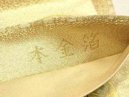 平和屋本店▼太鼓柄袋帯　洛中洛外　本金箔　正絹　逸品　DABI5769op