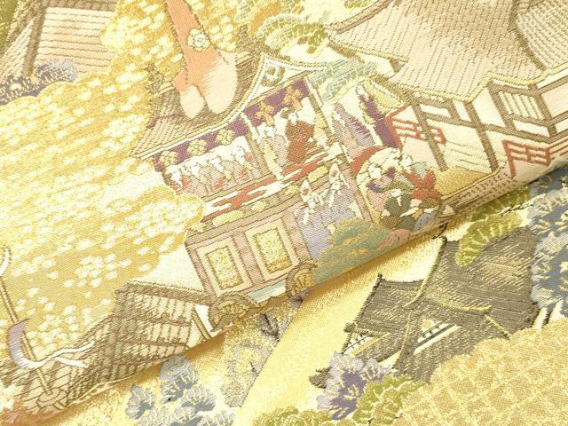 平和屋本店▼太鼓柄袋帯　洛中洛外　本金箔　正絹　逸品　DABI5769op