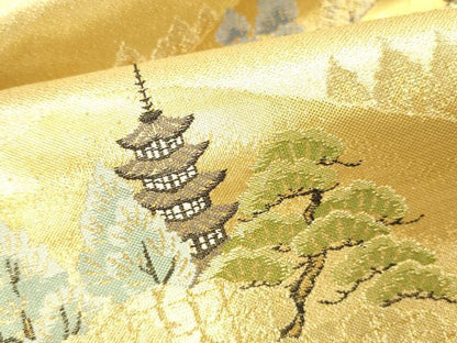 平和屋本店▼太鼓柄袋帯　洛中洛外　本金箔　正絹　逸品　DABI5769op