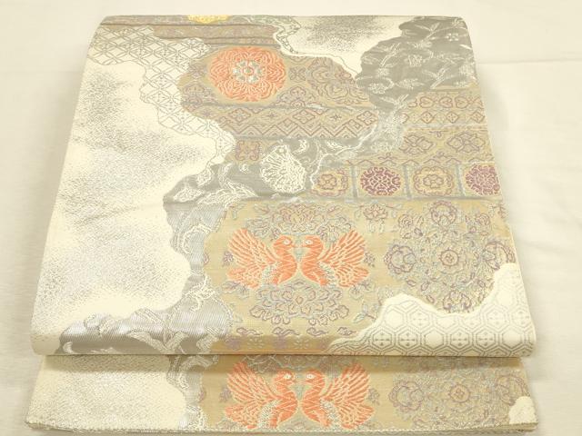 平和屋本店▼六通柄袋帯　唐織　道長花鳥文　錦純金箔24K　正絹　逸品　DABI5774op