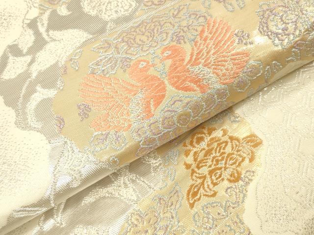 平和屋本店▼六通柄袋帯　唐織　道長花鳥文　錦純金箔24K　正絹　逸品　DABI5774op