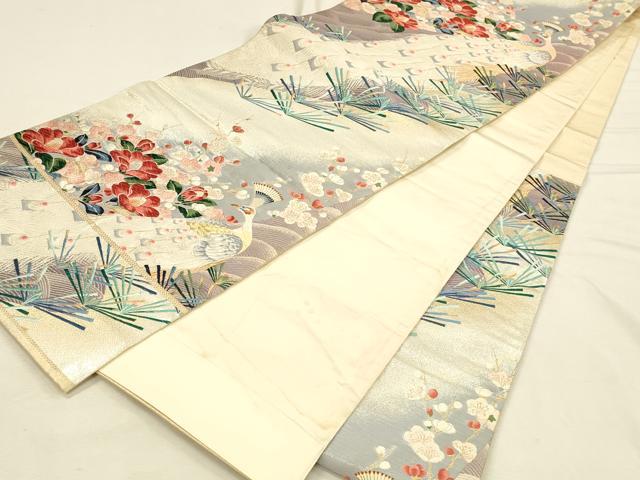 平和屋本店▼六通柄袋帯　唐織　秀鳳　孔雀花文　純金箔24K　正絹　逸品　DABI5777op