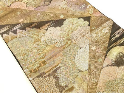 平和屋本店▼六通柄袋帯　吉祥名園集　純金二重箔　正絹　逸品　DABI5780op
