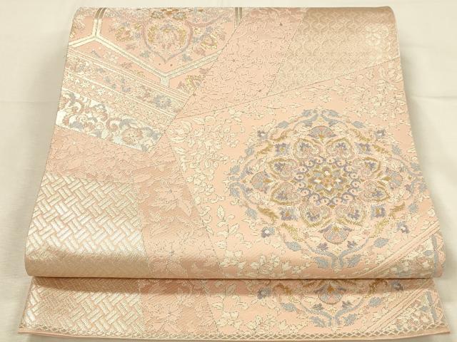 平和屋本店▼六通柄袋帯　正倉院亀甲花文　24金箔織　正絹　逸品　DABI5781op