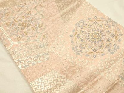 平和屋本店▼六通柄袋帯　正倉院亀甲花文　24金箔織　正絹　逸品　DABI5781op