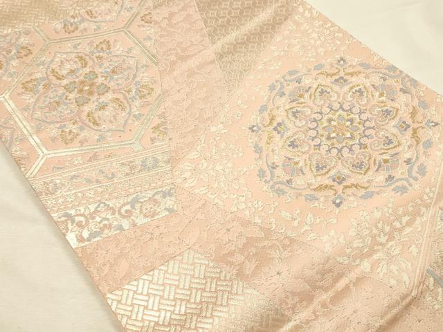 平和屋本店▼六通柄袋帯　正倉院亀甲花文　24金箔織　正絹　逸品　DABI5781op
