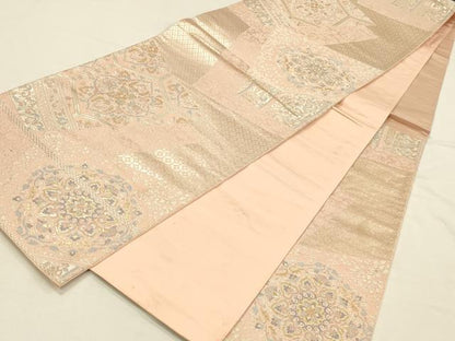 平和屋本店▼六通柄袋帯　正倉院亀甲花文　24金箔織　正絹　逸品　DABI5781op
