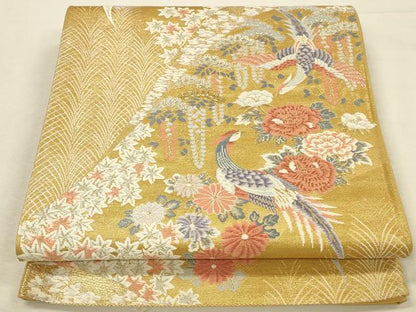 平和屋本店▼六通柄袋帯　唐織　鳳凰花文　本金二重箔　正絹　逸品　DABI5784op
