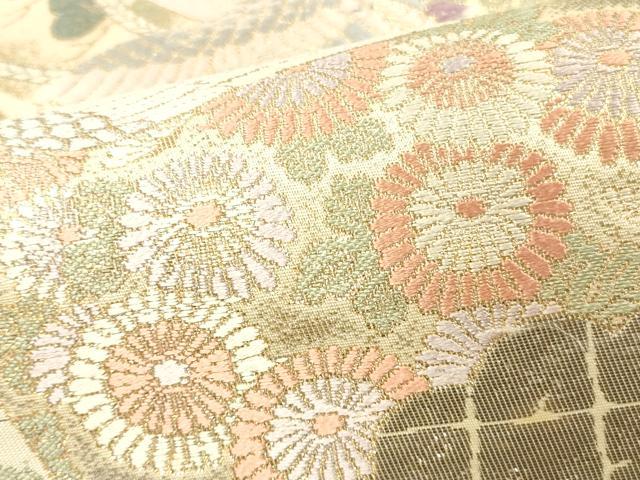 平和屋本店▼六通柄袋帯　唐織　飛鶴花文　プラチナ本金二重箔　正絹　逸品　DABI5787op