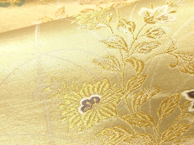 平和屋本店▼六通柄袋帯　唐織　華蒔繪　双蝶花文　本金箔　正絹　逸品　DABI5789op