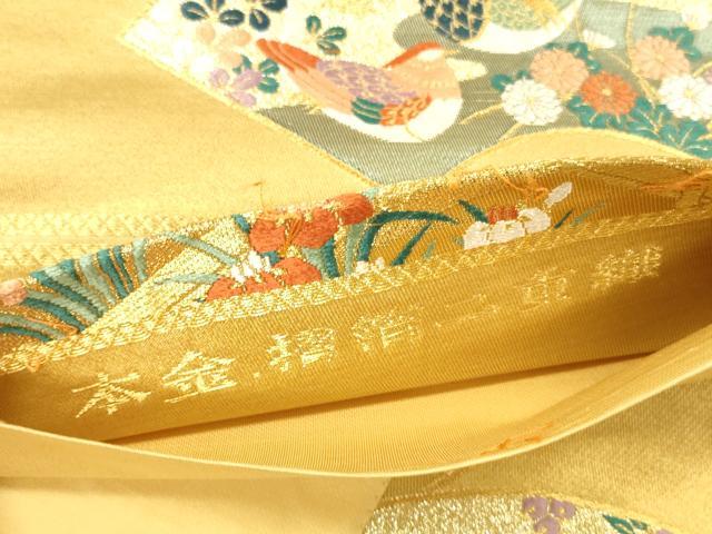 平和屋本店▼六通柄袋帯　唐織　地紙鴛鴦花文　本金　摺箔二重織　正絹　逸品　DABI5791op