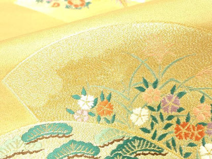 平和屋本店▼六通柄袋帯　唐織　地紙鴛鴦花文　本金　摺箔二重織　正絹　逸品　DABI5791op