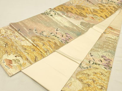 平和屋本店▼六通柄袋帯　唐織　老松籠文様　九百本金弐重織　正絹　逸品　DABI5792op