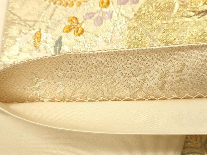 平和屋本店▼六通柄袋帯　唐織　老松籠文様　九百本金弐重織　正絹　逸品　DABI5792op
