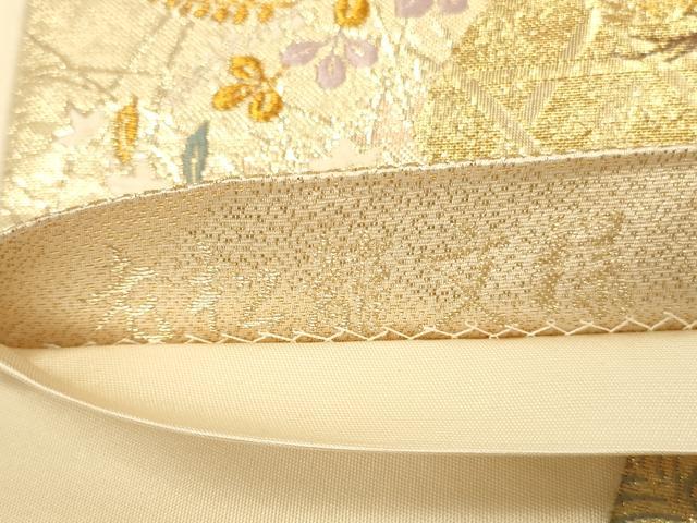 平和屋本店▼六通柄袋帯　唐織　老松籠文様　九百本金弐重織　正絹　逸品　DABI5792op
