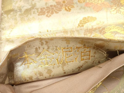 平和屋本店●六通柄袋帯　道長蒔絵文　本金泥箔　正絹　逸品　DABI5797op