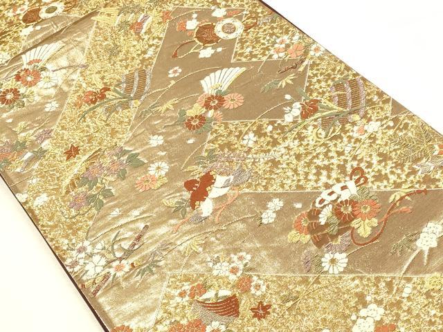 平和屋本店▼六通柄袋帯　唐織　秀華宝尽くし　本金箔　正絹　逸品　DABI5799op